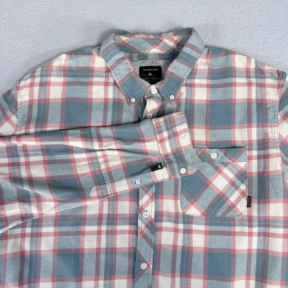 Quiksilver Flannel Regular Fit Colorful Plaid Shirt Button Up Long Sleeve  XL